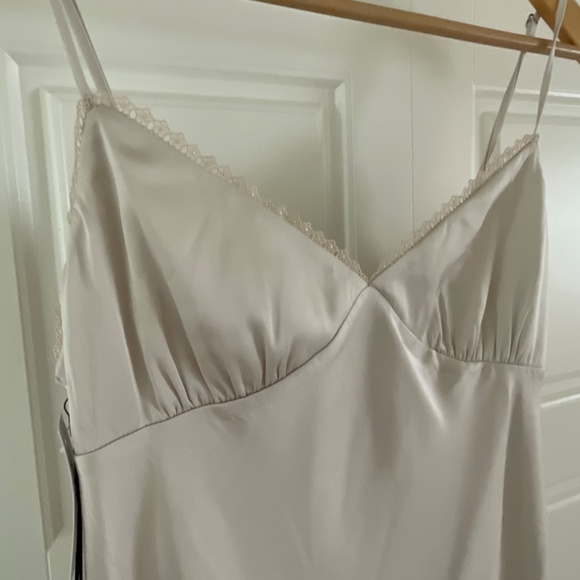 Aritzia Rae satin dress size small matte pearl - Picture 3 of 10